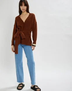 Gilet Hannae en Maille mélangée brique