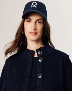 Gilet Kylie manches courtes col montant bleu nuit