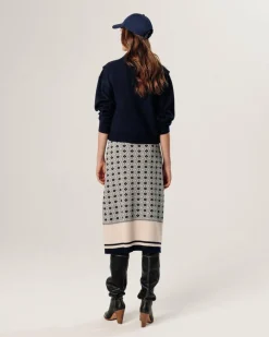 Gilet Kylie manches courtes col montant bleu nuit