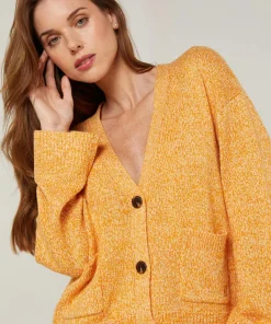 Gilet Lilith col V chiné jaune