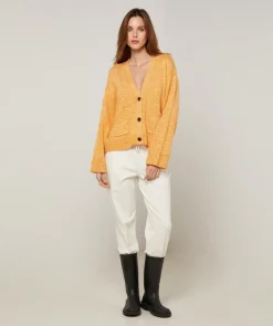 Gilet Lilith col V chiné jaune