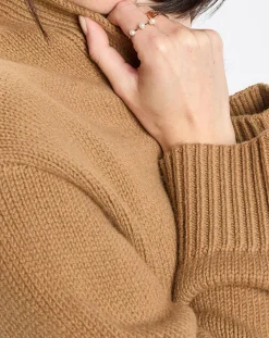 Gilet long à capuche en Laine mélangée camel