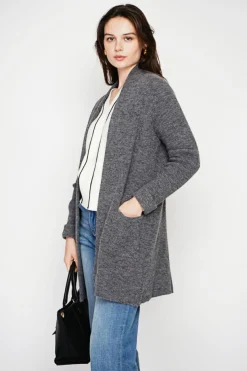 Gilet long à col châle loup