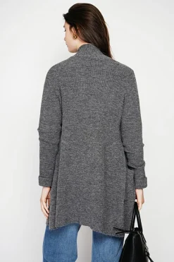 Gilet long à col châle loup