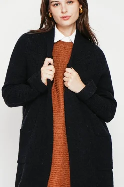 Gilet long à col châle noir