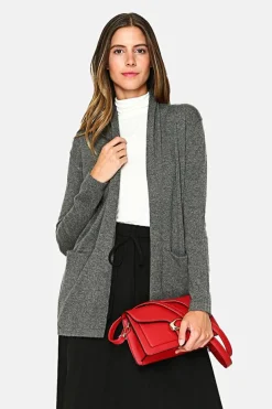 Gilet long en Cachemire mélangé col châle loup