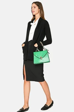 Gilet long en Cachemire mélangé col châle noir