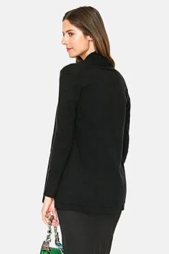 Gilet long en Cachemire mélangé col châle noir