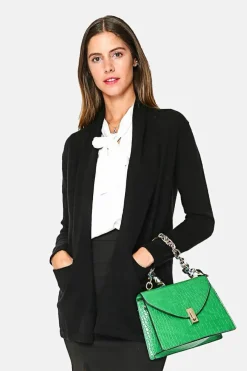 Gilet long en Cachemire mélangé col châle noir