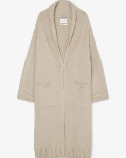 Gilet long en Laine vierge mélangée beige moyen