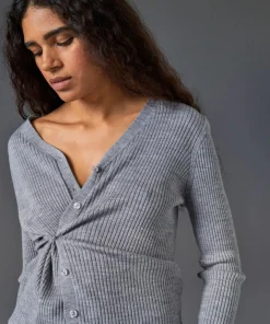 Gilet Mikaela 100% laine cache-coeur gris argent