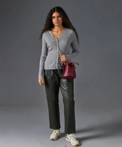 Gilet Mikaela 100% laine cache-coeur gris argent