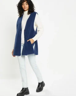 Gilet réversible en Fausse Fourrure Dafne indigo
