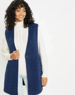Gilet réversible en Fausse Fourrure Dafne indigo