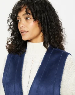 Gilet réversible en Fausse Fourrure Dafne indigo