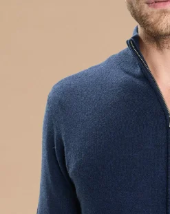 Gilet zippé 100% Cachemire John bleu marine