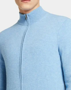 Gilet zippé 100% Cachemire Machgil bleu clair