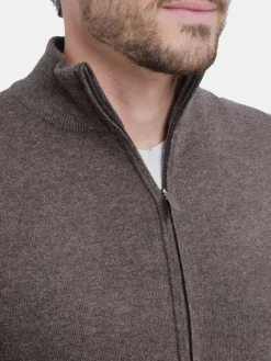 Gilet zippé classique café