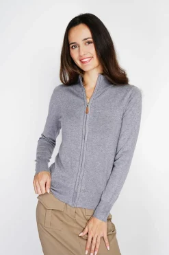 Gilet zippé en Cachemire mélangé flanelle