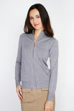 Gilet zippé en Cachemire mélangé flanelle