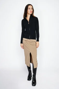 Gilet zippé en Cachemire mélangé noir