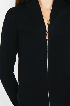 Gilet zippé en Cachemire mélangé noir