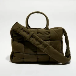 Grand sac fourre-tout rembourré Arco olive - 32x44x11 cm