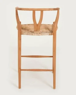 Hirosi - Chaise de bar en teck massif et rotin