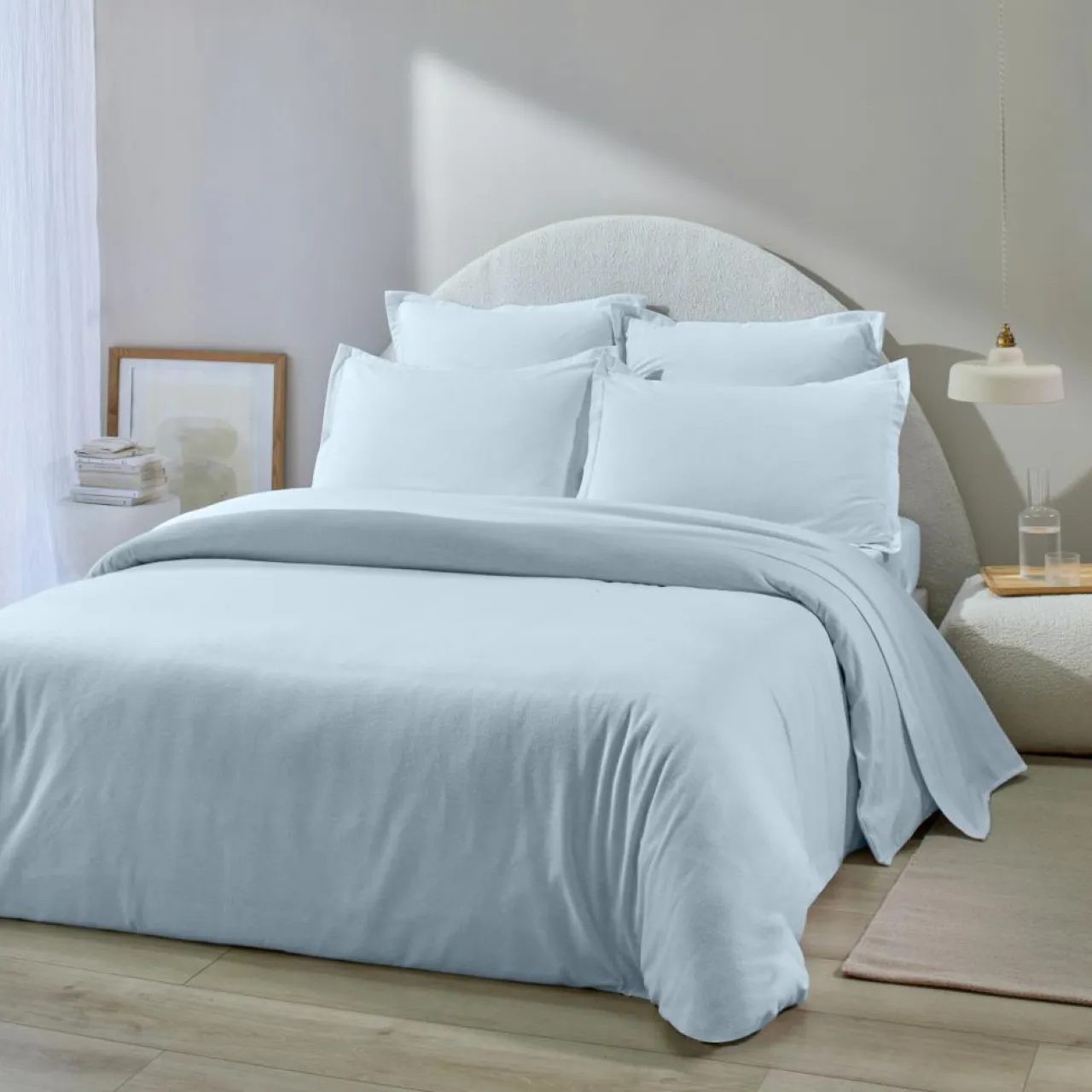 Housse de couette 100% Flanelle de Coton bleue