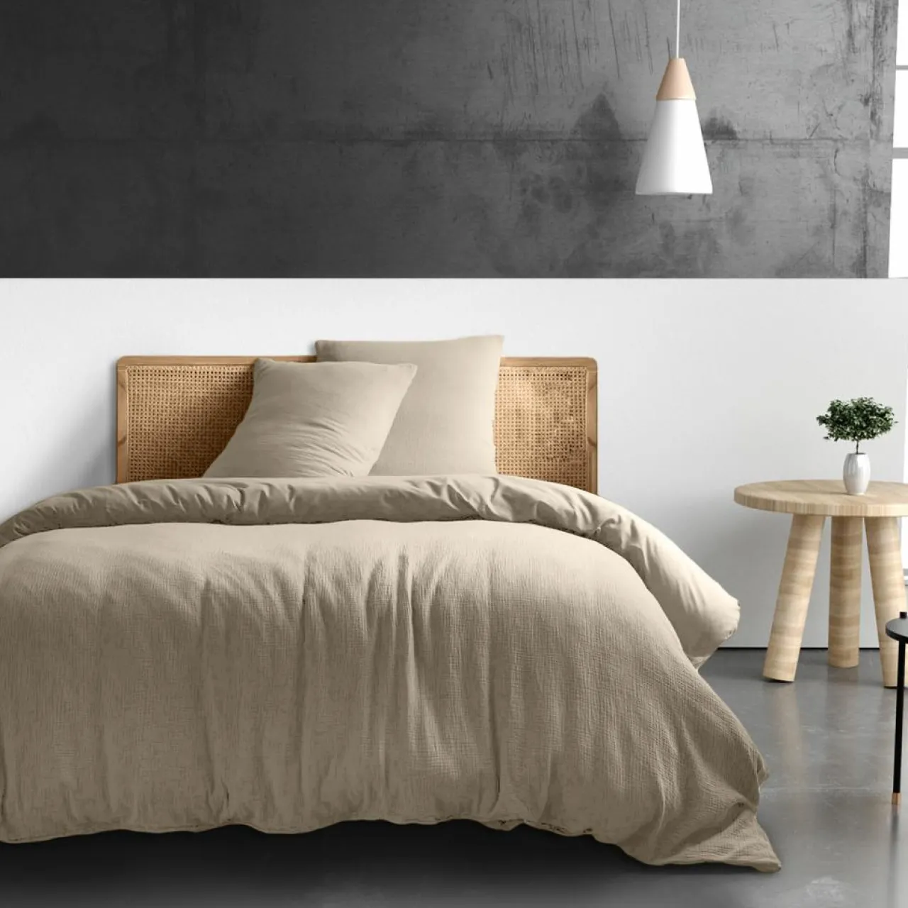 Housse de couette 100% Gaze de coton beige