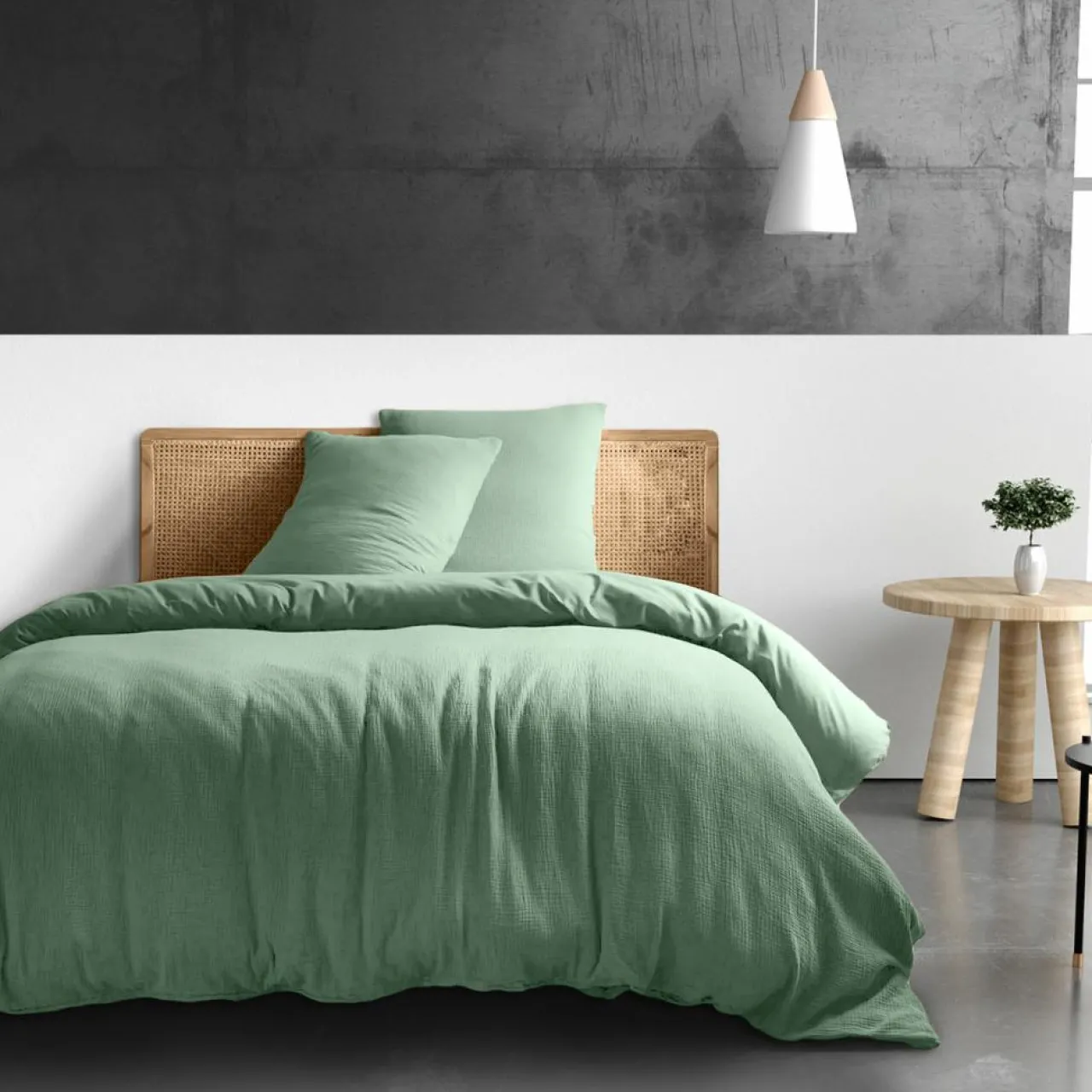 Housse de couette 100% Gaze de coton verte