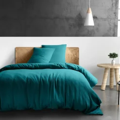 Housse de couette 100% Gaze de coton bleue