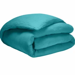 Housse de couette 100% Gaze de coton bleue