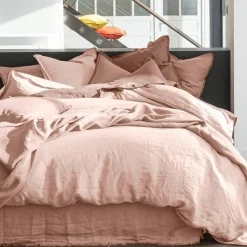 Housse de couette 100% Lin rose nude