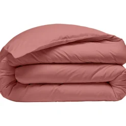 Housse de Couette 100% Percale de Coton - Finition Bouteille 40cm vieux rose