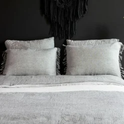 Housse de couette en lin et coton grise 220x240 cm