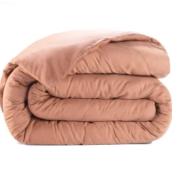 Housse de couette satin de coton lavé rose