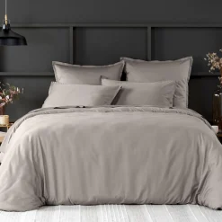 Housse de couette satin de coton lavé grise