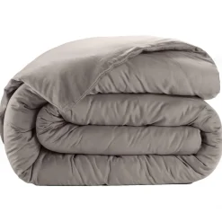 Housse de couette satin de coton lavé grise