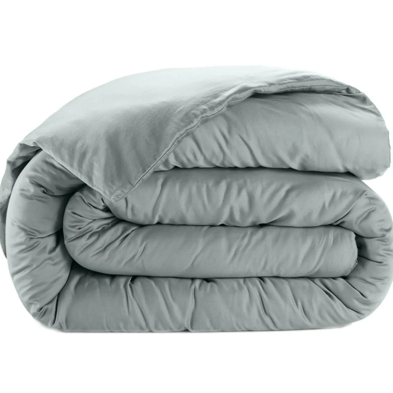 Housse de couette satin de coton lavé verte