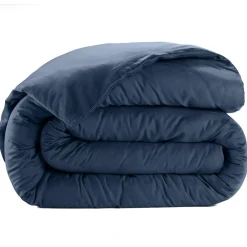 Housse de couette satin de coton lavé bleue