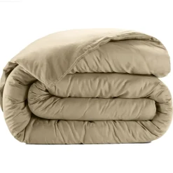 Housse de couette satin de coton lavé beige