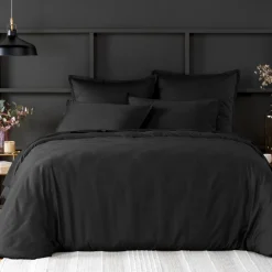Housse de couette satin de coton lavé noire