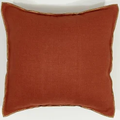 Housse de coussin 100% Lin lavé tomette - 45x45 cm