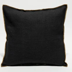 Housse de coussin en lin lavé noire - 45x45 cm