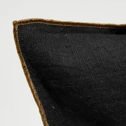 Housse de coussin en lin lavé noire - 45x45 cm