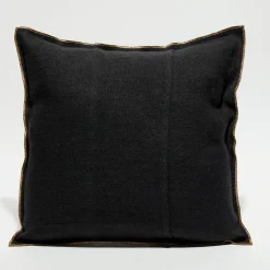 Housse de coussin en lin lavé noire - 45x45 cm
