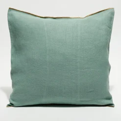 Housse de coussin en lin lavé jade - 45x45 cm