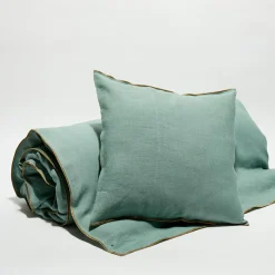 Housse de coussin en lin lavé jade - 45x45 cm
