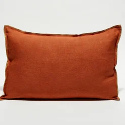 Housse de coussin en lin lavé tomette - 40x60 cm